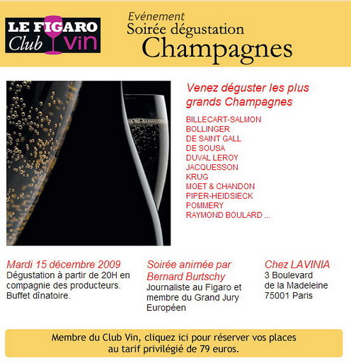 Dégustation Champagnes - Paris - Lavinia - Club Vin Figaro